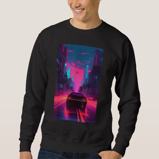 Vaporwave Aesthetic Outrun Synthwave Retrowave Sweatshirt (Vorderseite)