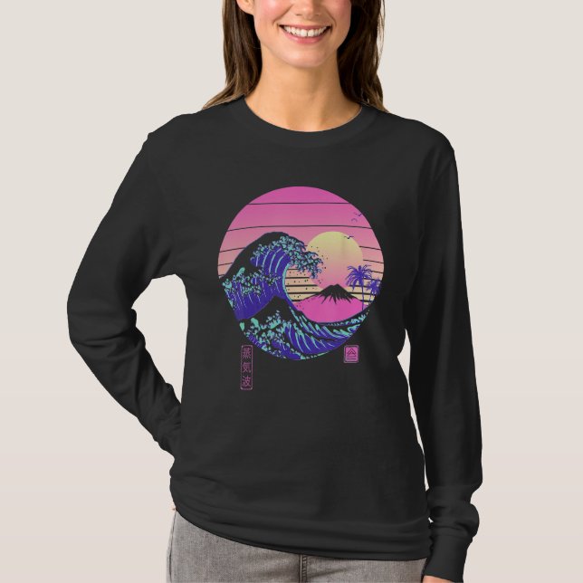 Vaporwave Aesthetic Wave Off Kanagawa Japanese Ret T-Shirt (Vorderseite)