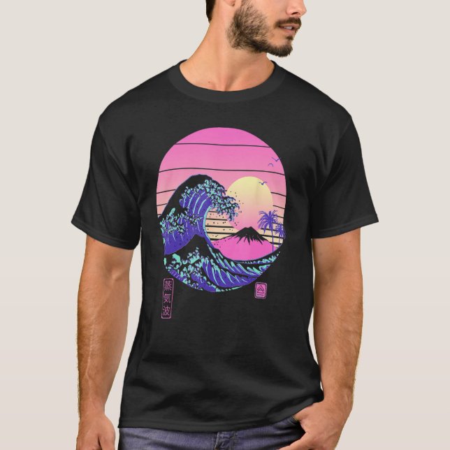 Vaporwave Aesthetic Wave Off Kanagawa Japanese Ret T-Shirt (Vorderseite)