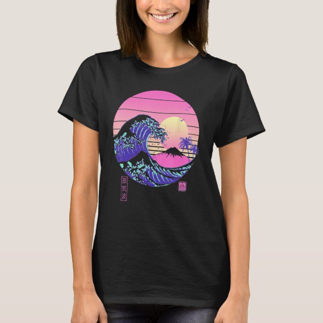 Vaporwave Aesthetic Wave Off Kanagawa Japanese Ret T-Shirt (Vorderseite)