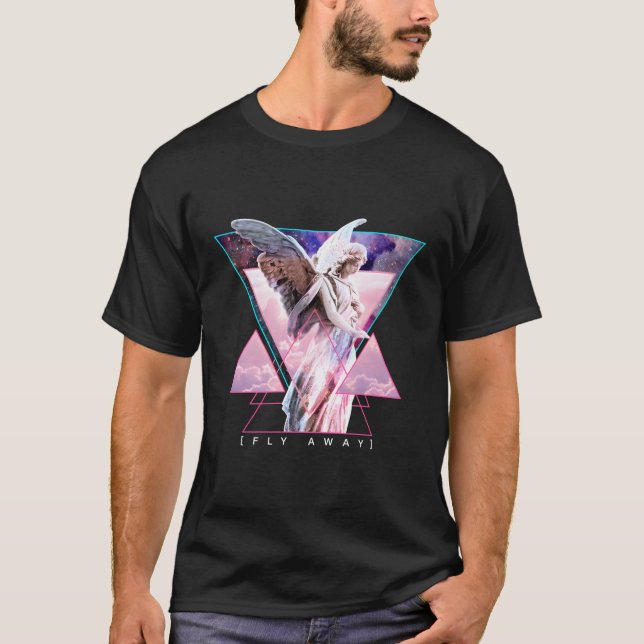 Vaporwave Angel Statue Wings Fly Away Ästhetik T-Shirt (Vorderseite)