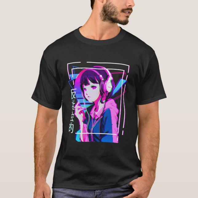 Vaporwave Anime Girl Japanese Indie Alt Ästhetik T-Shirt (Vorderseite)