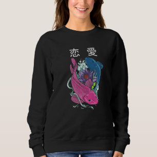 Vaporwave-Ästhetik 恋愛 Koi-Fisch Yin und Yang Sweatshirt