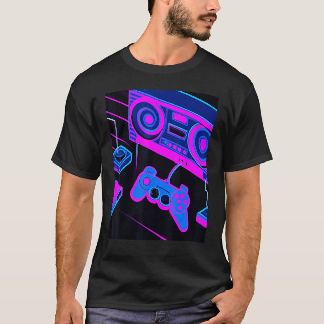 Vaporwave-Ästhetik-Gaming-Konsolen-Controller T-Shirt (Vorderseite)