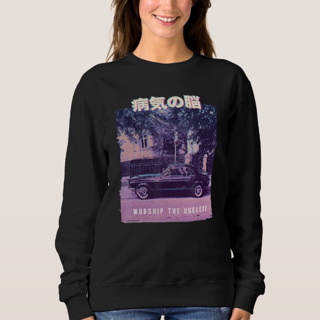 Vaporwave Ästhetik Glitch 80er Retro Car Sweatshirt (Vorderseite)