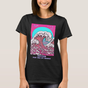 Vaporwave-Ästhetik Große Welle vor Kanagawa Retro T-Shirt