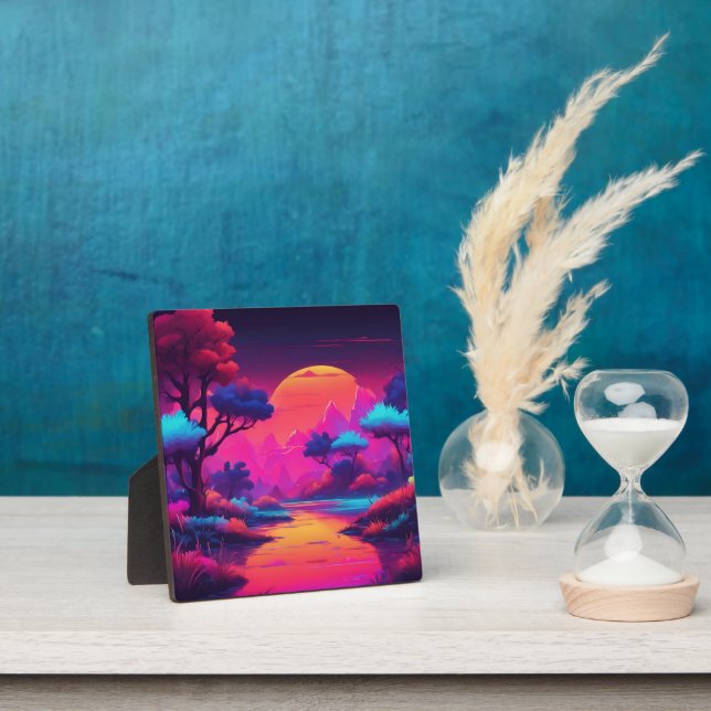 Vaporwave-Ästhetik Lila Bergwald  Fotoplatte (InSitu)