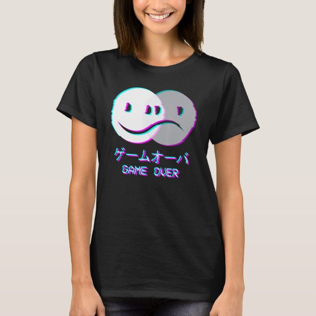Vaporwave Ästhetik traurig Face Sad Girl Boy Ga T-Shirt (Vorderseite)
