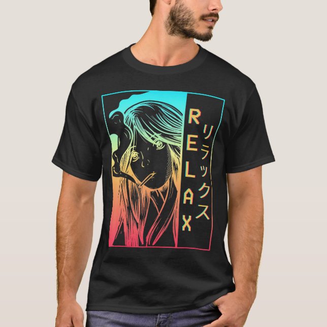 Vaporwave Ästhetische Anime Girl Sad Japanese Rela T-Shirt (Vorderseite)