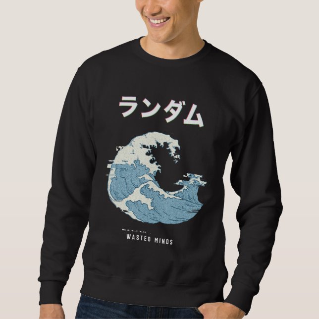 Vaporwave Ästhetische Glitch 80er Retro Große Well Sweatshirt (Vorderseite)