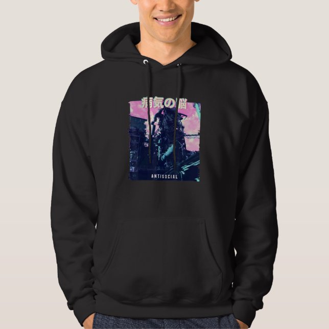Vaporwave-Ästhetische Glitch 80er Retro-Maschine Hoodie (Vorderseite)