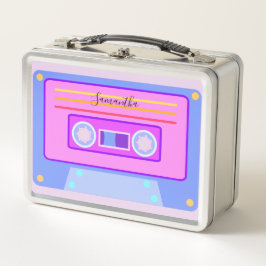 Vaporwave ästhetische Retro Pink 90er Audio Casset Metall Brotdose