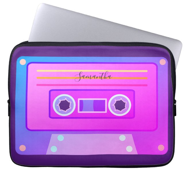 Vaporwave-Ästhetische Strahlung Lila y2k-Kassette Laptopschutzhülle (Vorderseite)