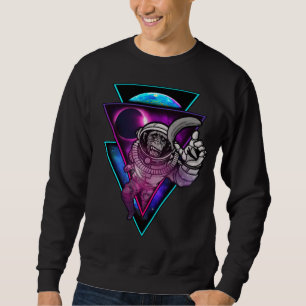 Vaporwave Astronauten Weltraum Art Monkey Banane Sweatshirt