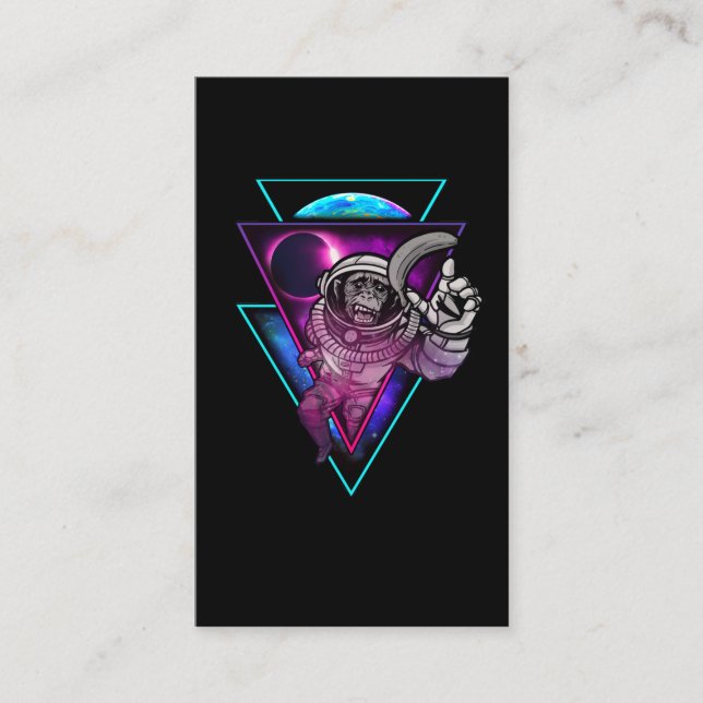 Vaporwave Astronauten Weltraum Art Monkey Banane Visitenkarte (Vorderseite)
