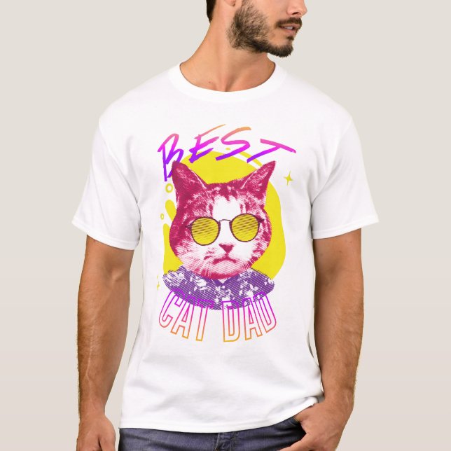 Vaporwave Best Cat Vater Kitty Ästhetik Retro T-Sh T-Shirt (Vorderseite)