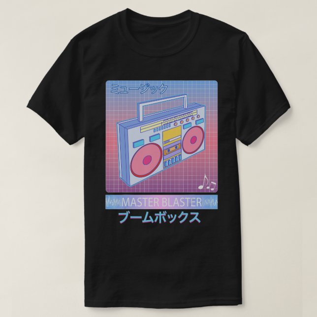 Vaporwave Boom Box Retro 80er Tape Player Japanisc T-Shirt (Design vorne)