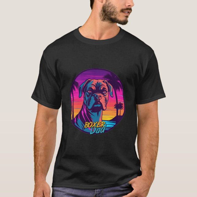 Vaporwave Boxer Dad Futuristic Boxer T-Shirt (Vorderseite)