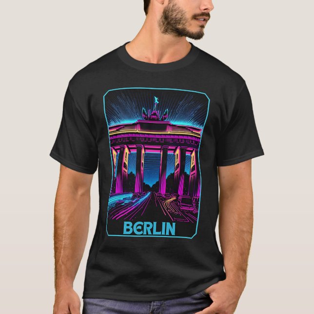 Vaporwave Brandenburger Tor Berlin Deutschland Ret T-Shirt (Vorderseite)