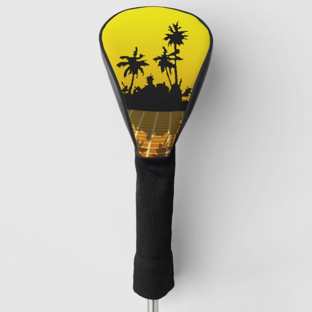 Vaporwave Bright Yellow Tropical Golf Head Cover Headcover (Vorderseite)
