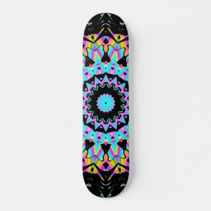 Vaporwave candy colored mandala skateboard