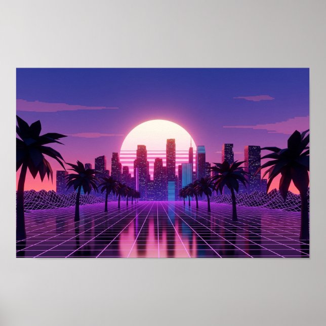 Vaporwave Cityscape Poster (Vorne)