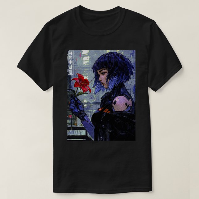 Vaporwave Cyborg Aesthetic Girl T-Shirt (Design vorne)