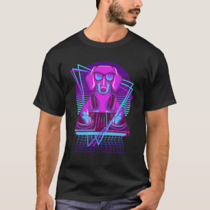 Vaporwave Dachshund DJ Plattenspieler Sonnenbrille T-Shirt