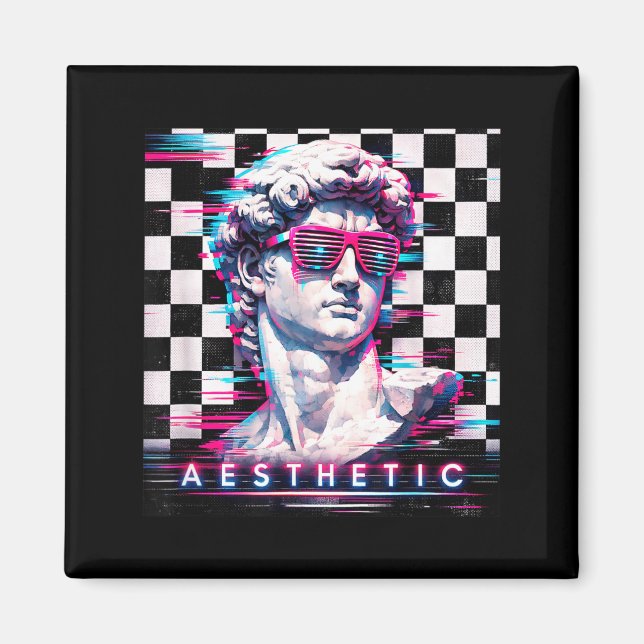 Vaporwave david Glitch Art Ästhetik Retrowave 80er Magnet (Vorne)