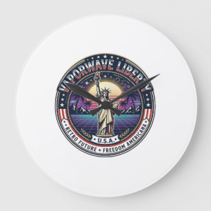 Vaporwave Freiheit Patriotisch Patriotisch Vaporwa Große Wanduhr