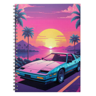 Vaporwave Futuristic Retro Sports Car Notebook Notizblock