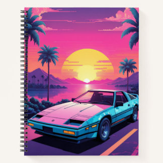Vaporwave Futuristic Retro Sports Car Notebook Notizbuch