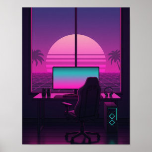 Vaporwave Gaming-Schreibtisch Poster