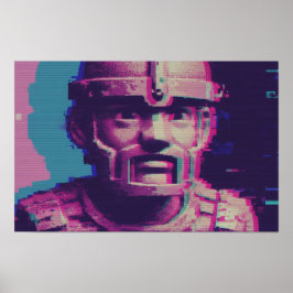 Vaporwave Glitch Art Portrait Poster