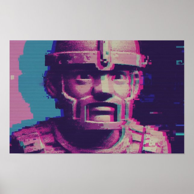 Vaporwave Glitch Art Portrait Poster (Vorne)