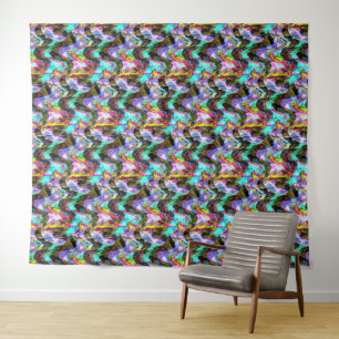 Vaporwave-Glitch-Streifen Wandteppich