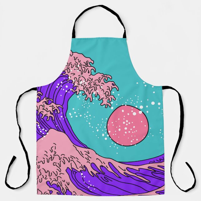 Vaporwave Great Wave: Stilvolle Ocean Art Schürze (Vorderseite)