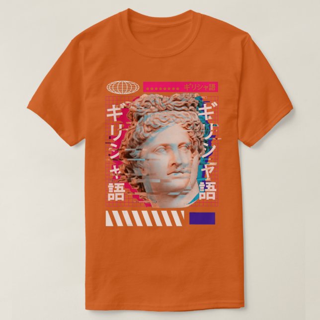 Vaporwave Griechenland Japanische Statue Adonis T-Shirt (Design vorne)