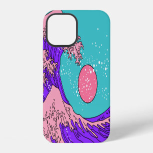 Vaporwave Große Welle: Stilisierte Ozeankunst iPhone 12 Hülle