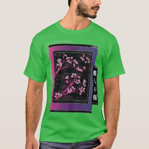 Vaporwave Japan Stil Japanische Kirschblüte Saku T-Shirt