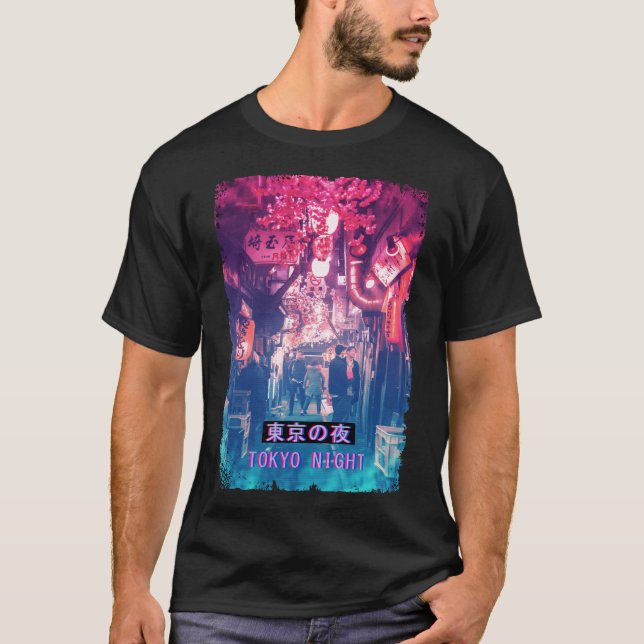 Vaporwave Japan Street Fashion Glitch Tokyo Night T-Shirt (Vorderseite)
