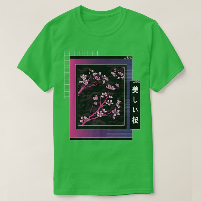 Vaporwave Japan Style Japanisch Kirry Blossom Saku T-Shirt (Design vorne)