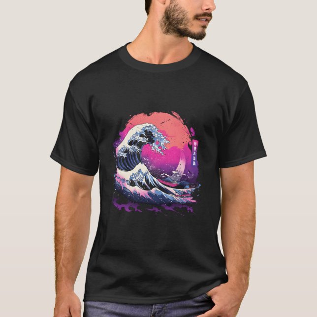 Vaporwave Japanese Kanagawa Wave Big Wave Novelty T-Shirt (Vorderseite)