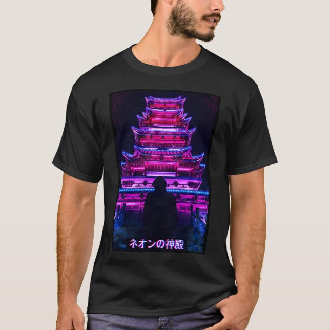 Vaporwave Japanischer Ästhetischer Wave Tempel T-Shirt (Vorderseite)