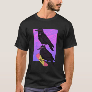 Vaporwave Japanischer Rabe Schwarzer Skater T-Shirt
