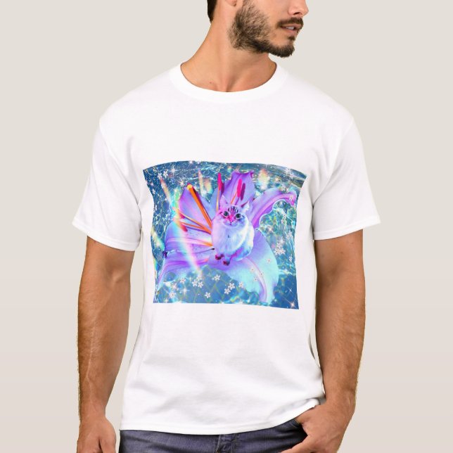Vaporwave-Katze - T-Shirt  (Vorderseite)