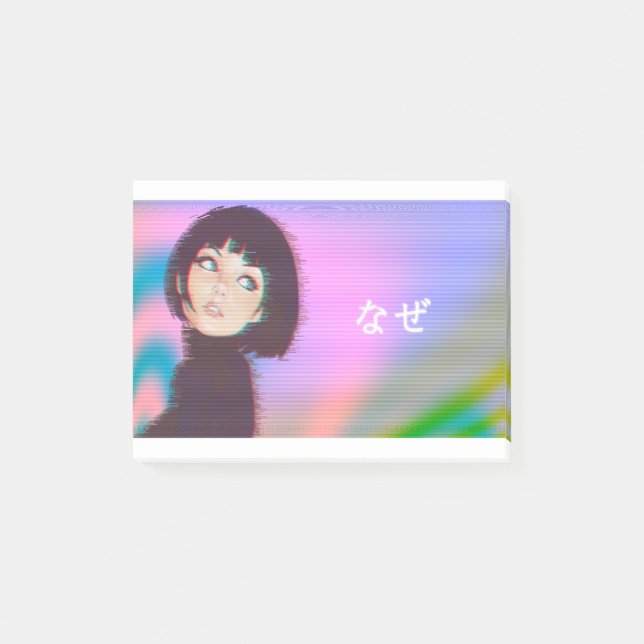 Vaporwave Kawaii Dampfwelle Japanisches Mädchen Post-it Klebezettel (Vorderseite)