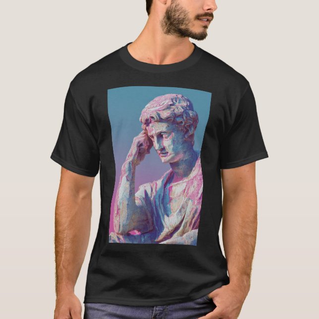 Vaporwave Klassik Bust — Neon-Gradient-Ästhetik T-Shirt (Vorderseite)