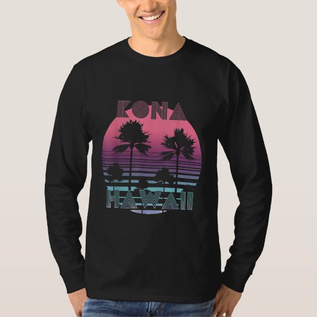 Vaporwave Kona Hawaii Sunset Sun Surf Throwback Re T-Shirt (Vorderseite)
