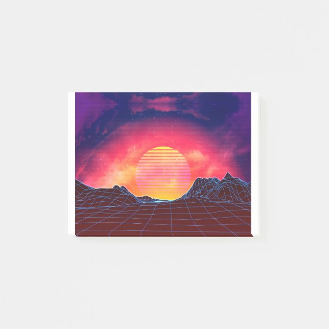 Vaporwave Landschaft mit Felsen Post-it Klebezettel (Vorderseite)